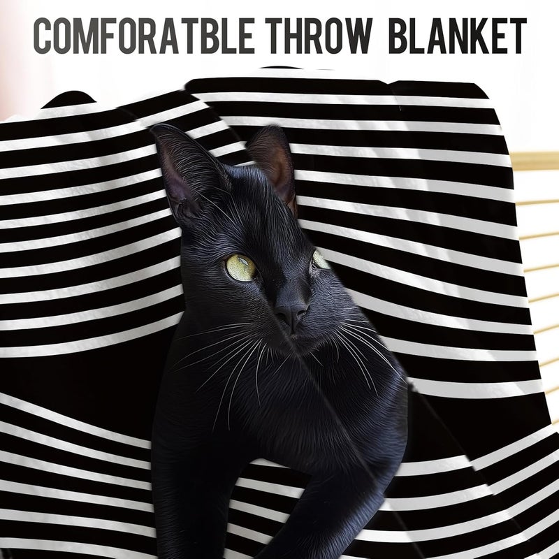 Levens Black Cat Blanket Gift for Girls Women, Toddler Cute Pet Halloween Throw Blankets Decor for Couch Sofa Bed Soft Cozy Flannel Birthday Lightweight Blanket 60"x50" - Image 5